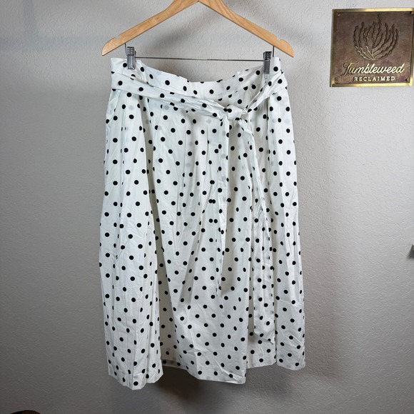 Talbots Plus Black Polka Dot White Midi Wrap Skirt Size 20W - Picture 2 of 9